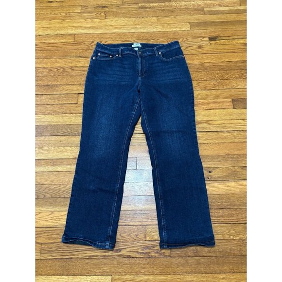 LL Bean Womens Jeans Plus Size 18 Blue Favorite Fit Flannel Lined Stretch Denim - Picture 1 of 7